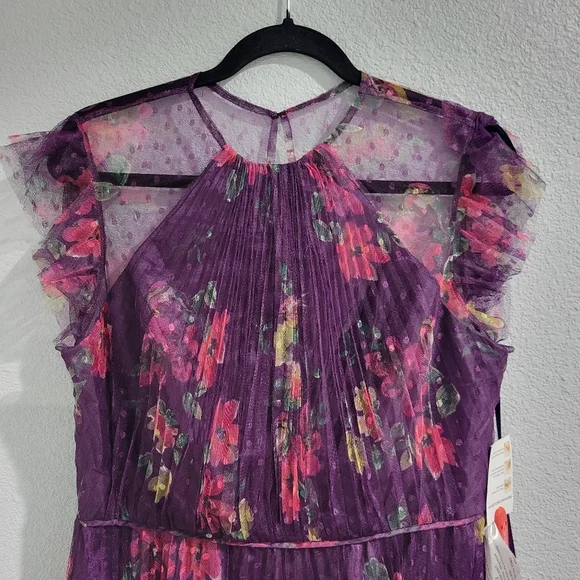 MAC DUGGAL 2143  Floral Flutter Sleeve Midi Dress NWT Size 4 - Picture 7 of 12